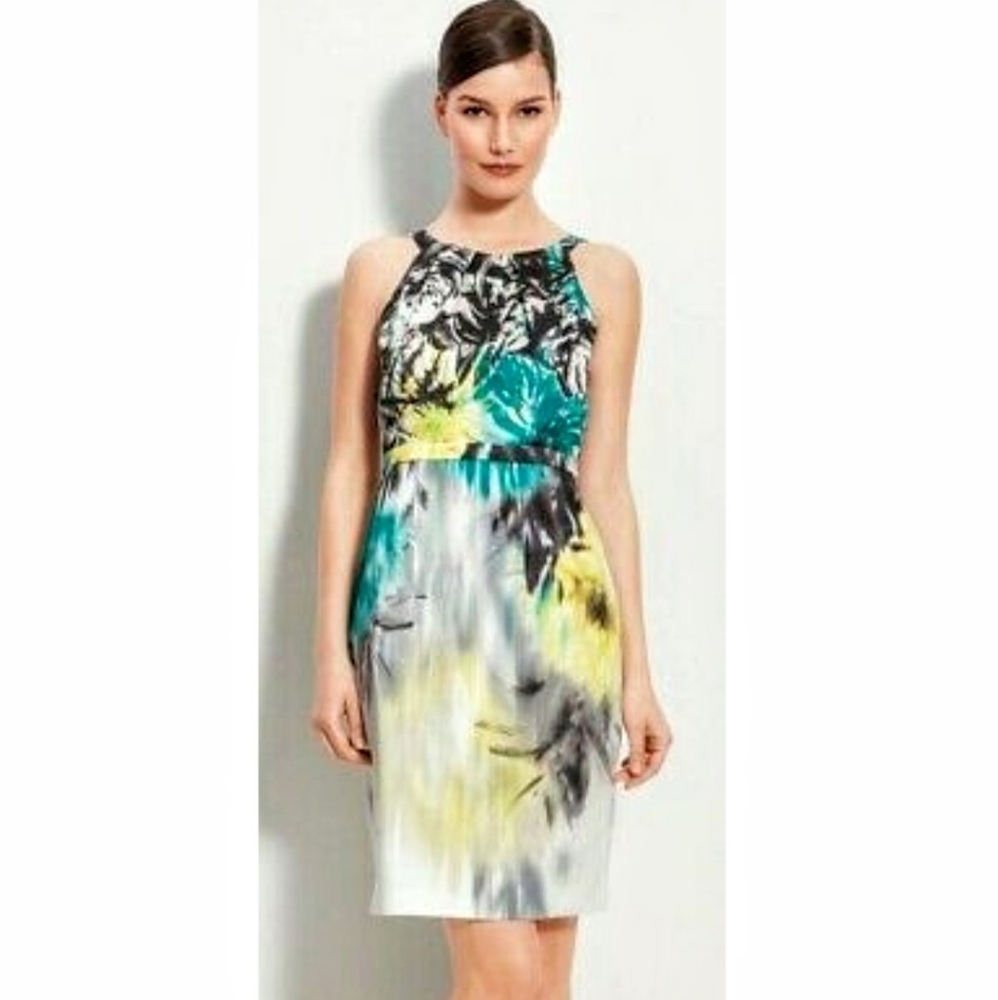 Elie Tahari Daffodil Watercolor Sheath Dress
